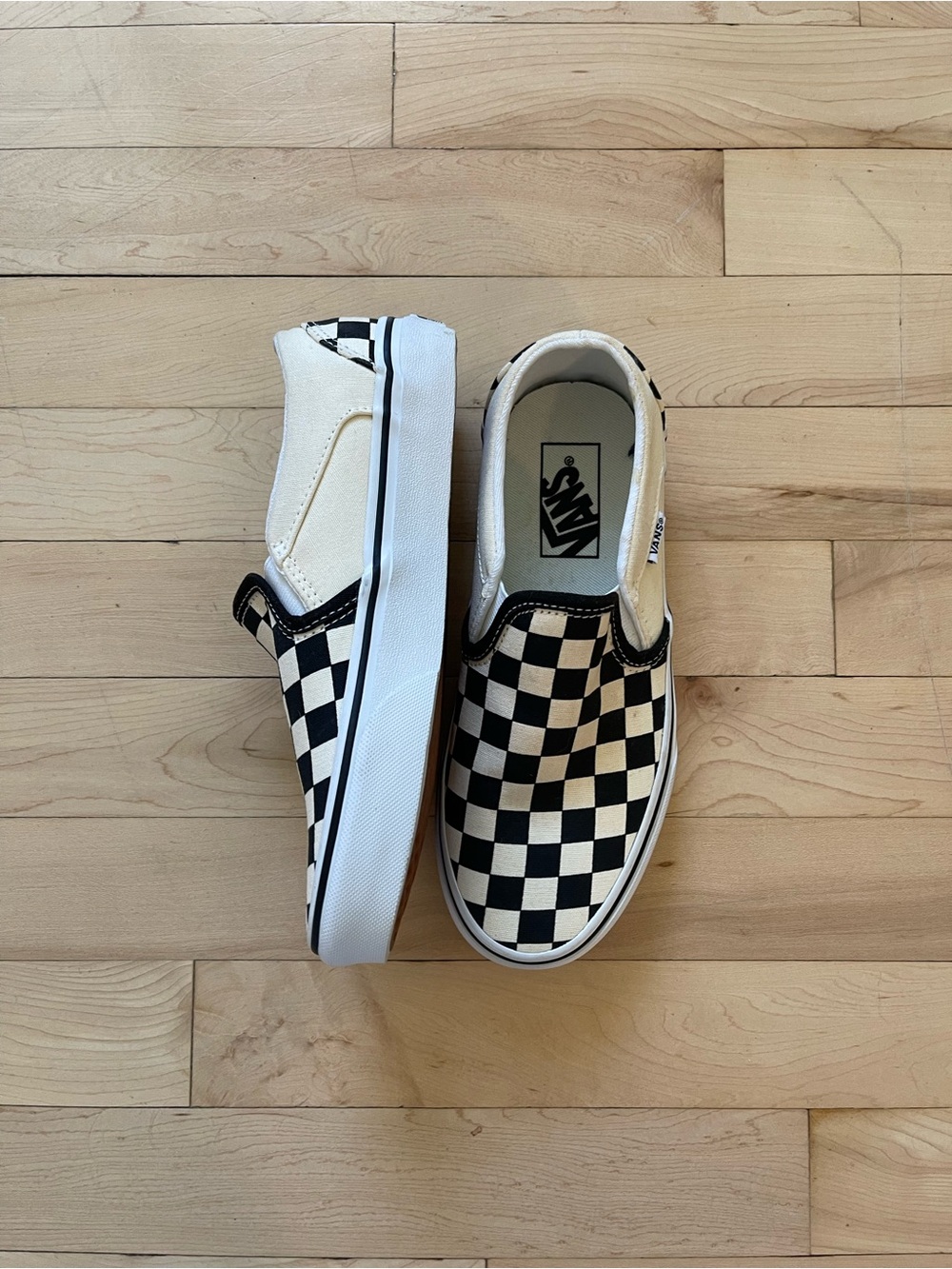Vans Slip-On Checkerboard Canvas Sneakers - Black & White